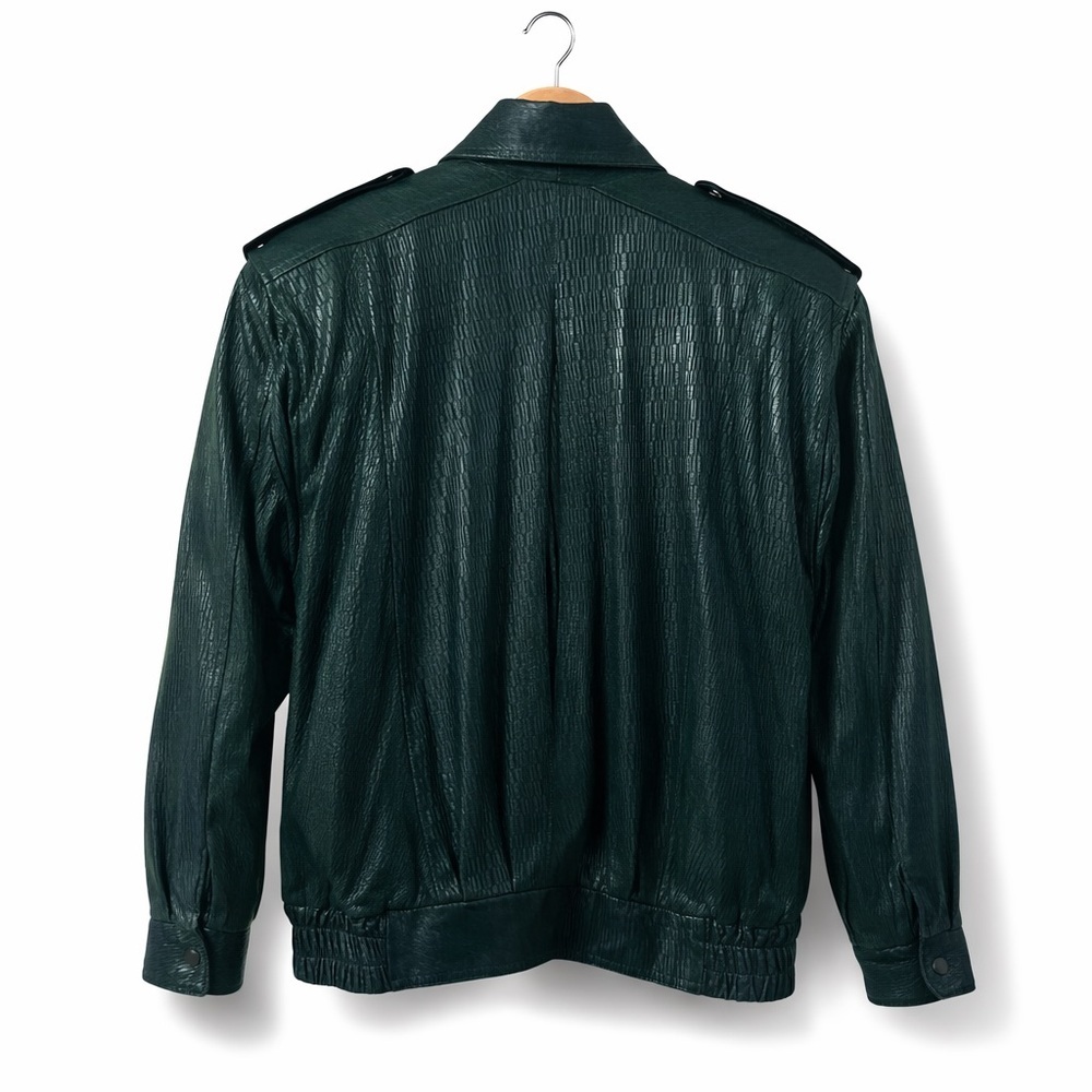 BOVINES Leather Jacket Men’s 40 Forest Green Textured Shawl Collar Canada Made - Picture 3 of 16